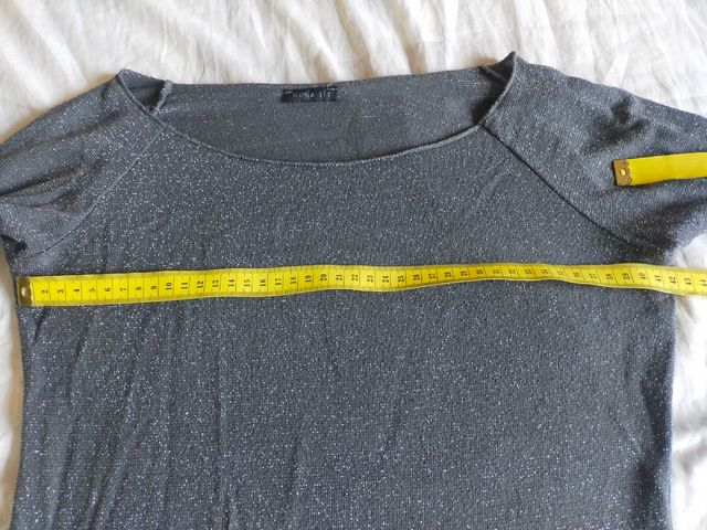 Top grigio glitter maniche lunghe