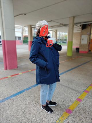 Abrigo premama y porteo azul marino