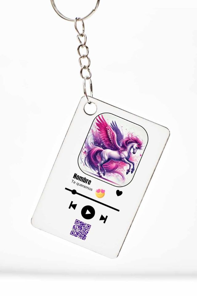 Llavero Pegaso rosa personalizado