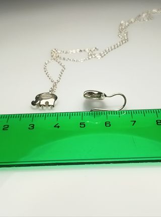 Collar 40 cm y pendientes elefantes plata 925