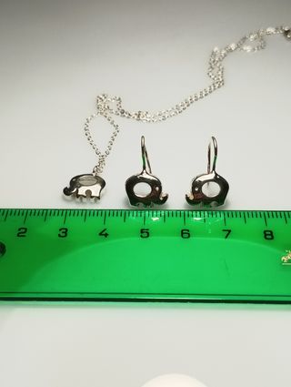 Collar 40 cm y pendientes elefantes plata 925