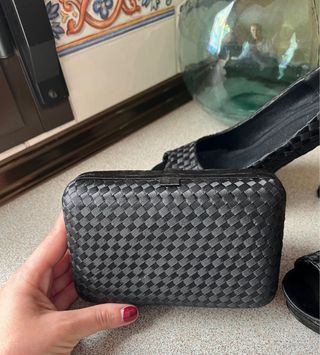 Zapatos fiesta negros tacón + clutch