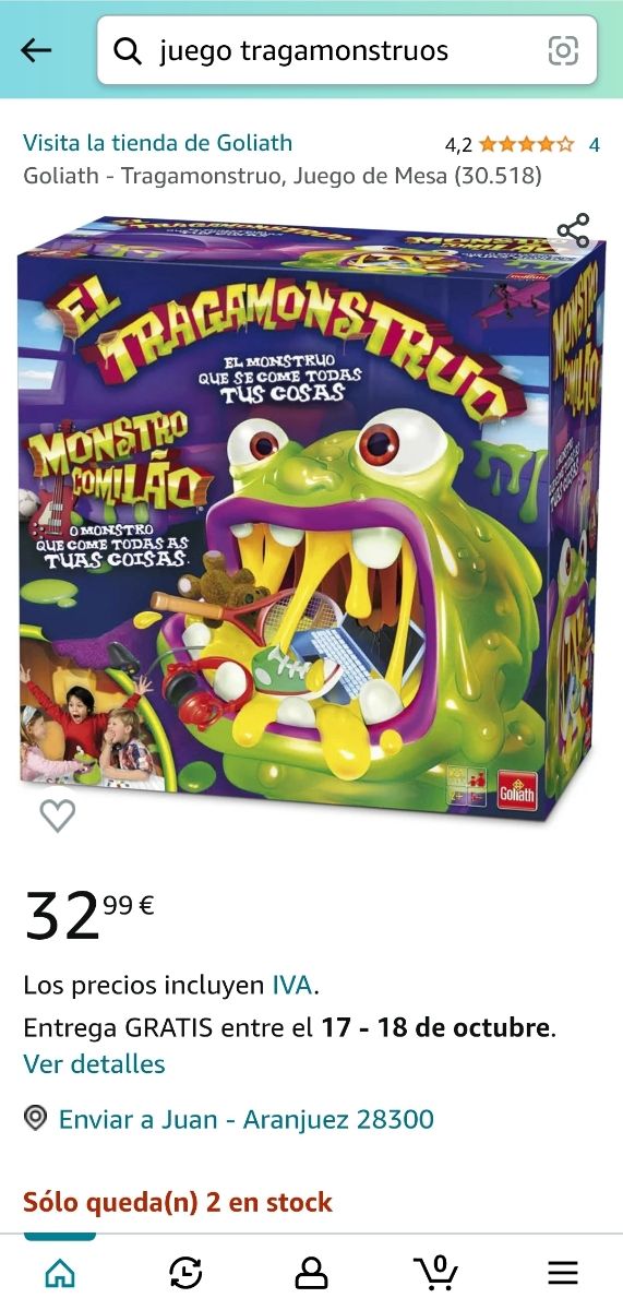 Juego Niños. El Tragamonstruos