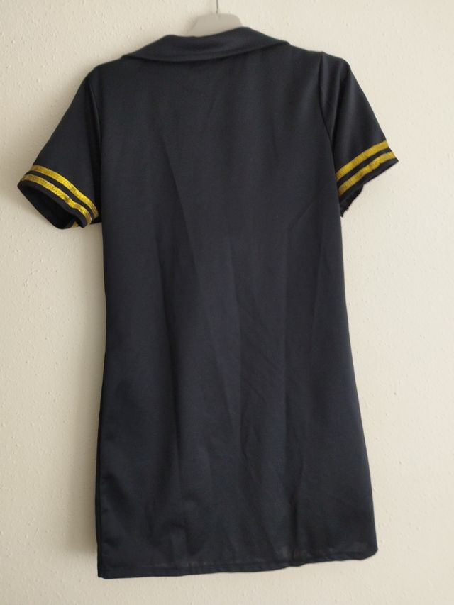 Disfraz azafata - azul marino y dorado