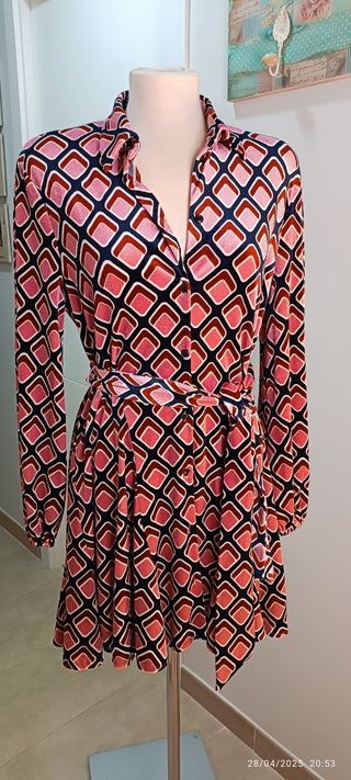 Vestido terciopelo rosa-rojo