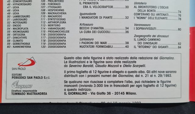 L'albo di figurine I miei Dinosauri dalla A alla Z