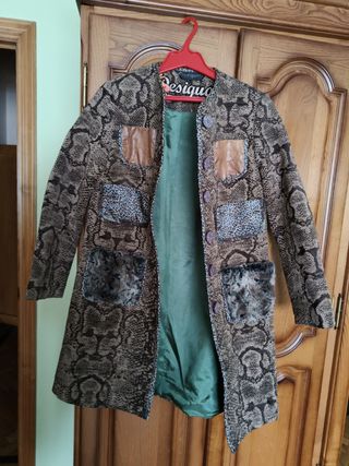 Abrigo Desigual marrón multicolor talla M