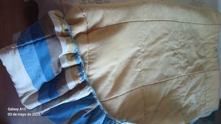 Colcha cama trenza beige-azul