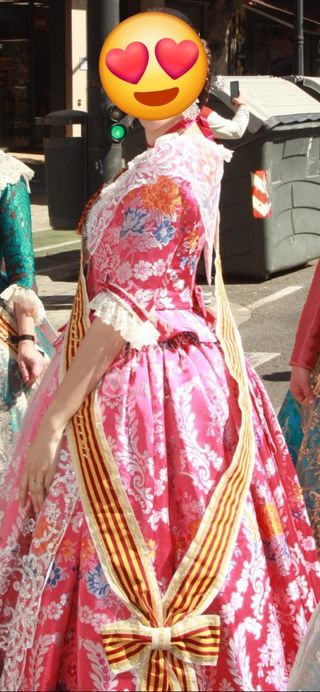Traje Fallera Sedalina Rosa con zapatos 38