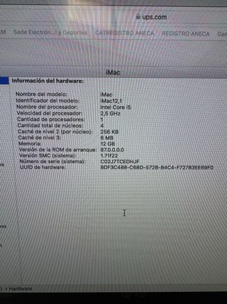 Imac apple 21.5 SSD 500GB y 12GB Ram.Muy rapido 
