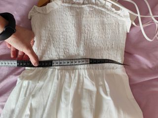 Vestido blanco midi, volantes, nuevo