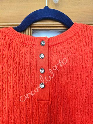 Vestido corto punto botones joya naranja zara