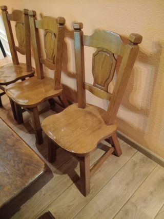 Mesas y sillas roble