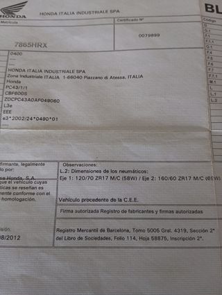 Honda CBF 600 - Moto carretera