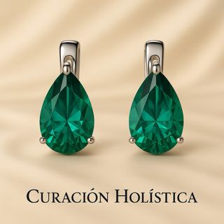 Pendientes Exclusivos de Nano Esmeralda en Plata de Ley 925  Hechos a Mano por Curación Holística