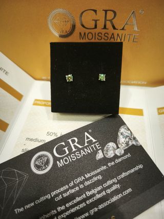 PLATA Pendientes MOISSANITAS verde-azulado 