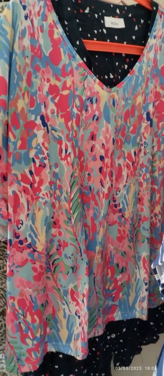 Blusas tallas grandes - Azul y blanco