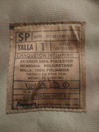 Chubasquero militar Ejercito Español 