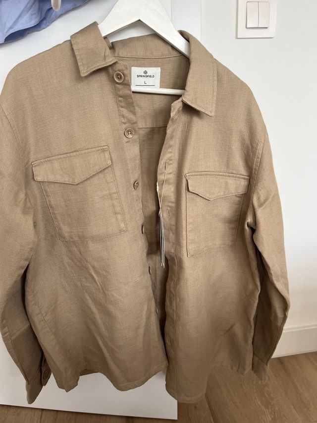Sobrecamisa Springfield lino beige - Talla L