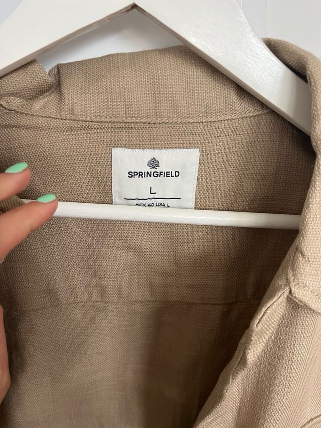 Sobrecamisa Springfield lino beige - Talla L