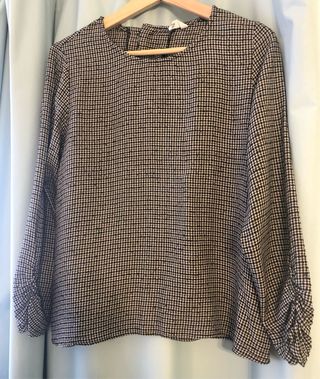 Blusa cuadros Mango - Beige/Negro