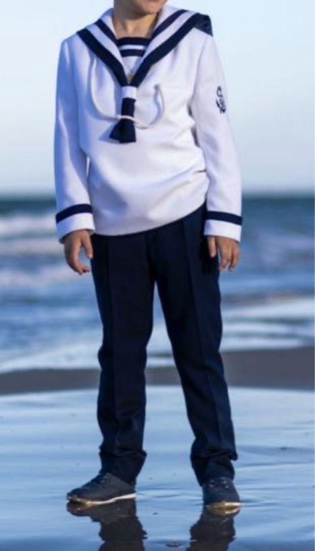 Traje comunión marinero niño blanco y azul talla10
