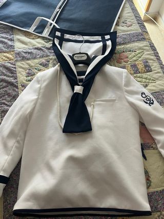 Traje comunión marinero niño blanco y azul talla10
