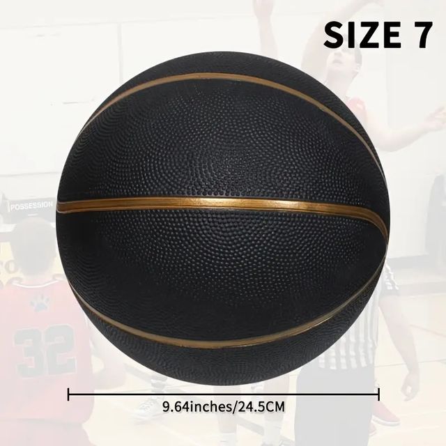 Balón de baloncesto de goma negra, talla 7,