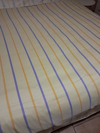 Copriletto matrimoniale in raso e cotone rigato