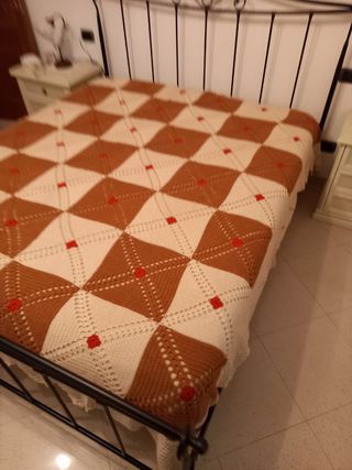 Coperta lana fatta a mano beige e marrone