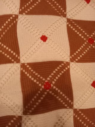 Coperta lana fatta a mano beige e marrone