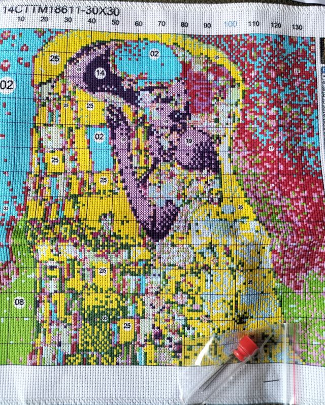 Kit punto de cruz "El beso"