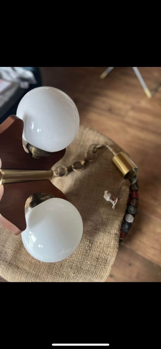 Lámpara vintage 3 luces madera