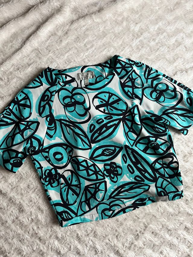 Blusa estampada turquesa