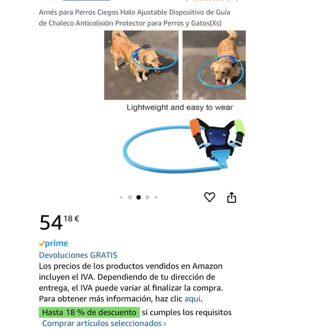 Arnes para perro ciegos