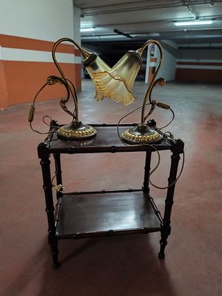 2 Lámparas mesa doradas