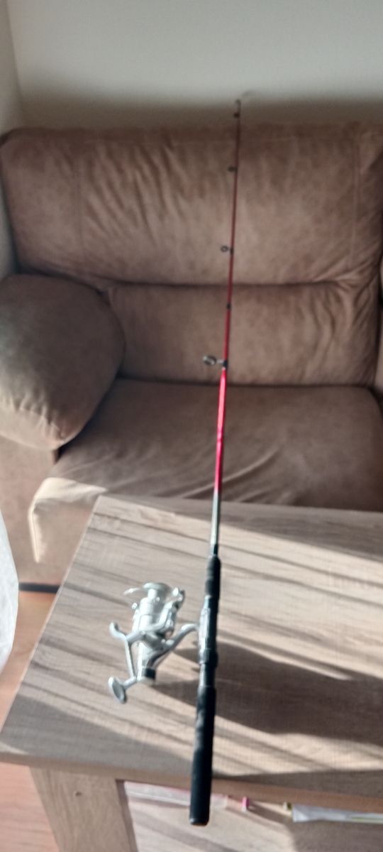 Dos cañas de pescar con sus carretes
