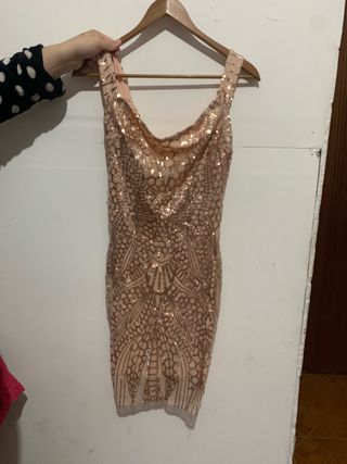 Vestido fiesta dorado brillante