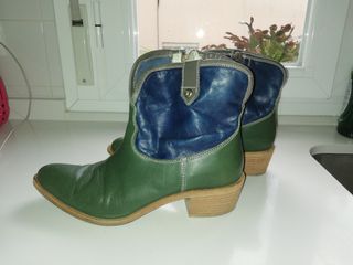 Botas Cowboy Azul-Verde