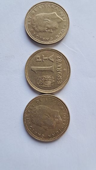 3 Monedas 1 Peseta España 1980 * 80, 81, 82