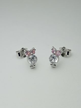 Pendientes minis búhos plata de ley.