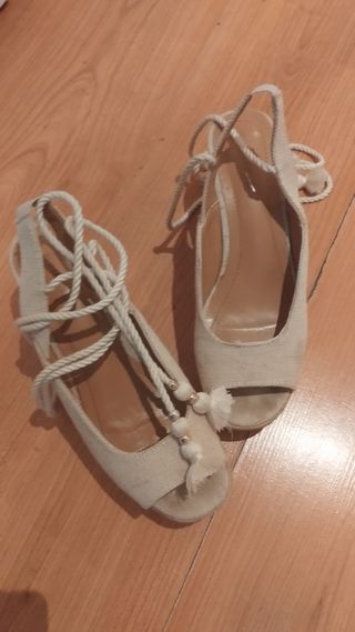 Cuñas beige altas esparto