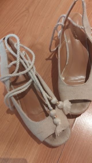 Cuñas beige altas esparto