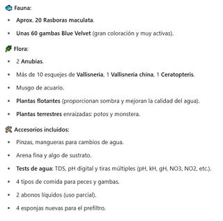 Acuario completo 60L + soporte + gambas + peces ++