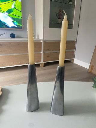 2 Candelabros metal plata