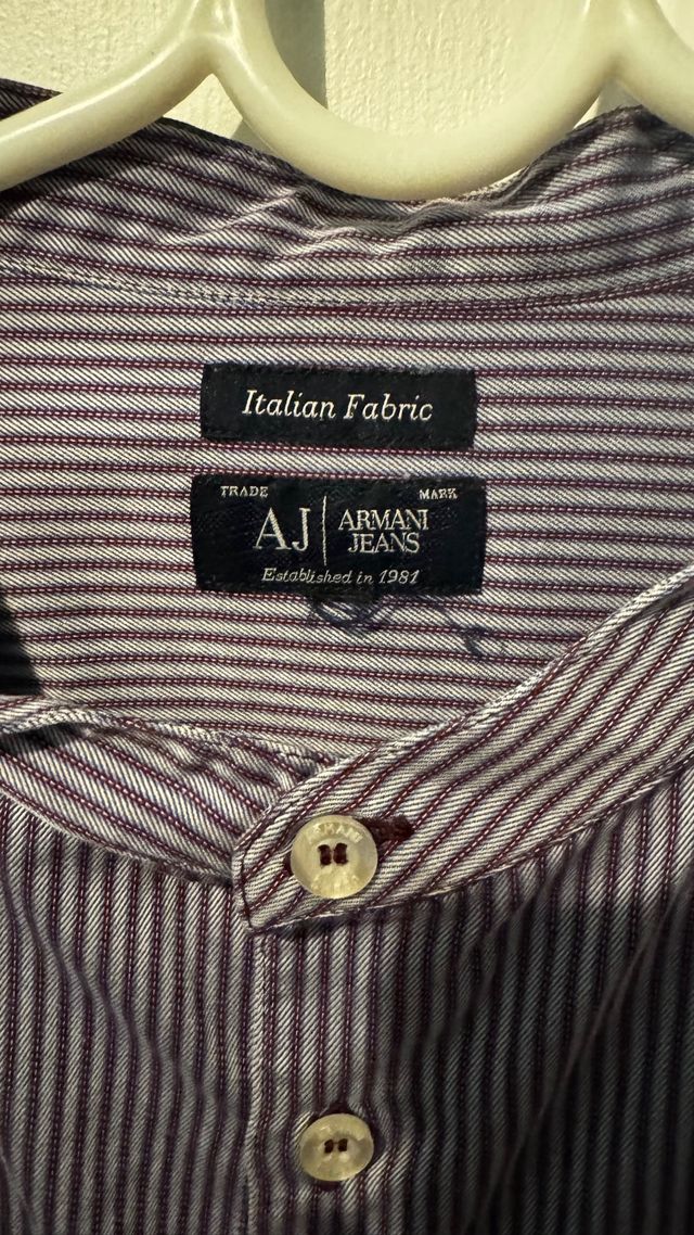 Camisa de seda Armani rayas gris-morado