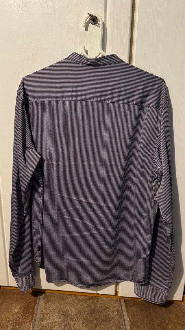 Camisa de seda Armani rayas gris-morado
