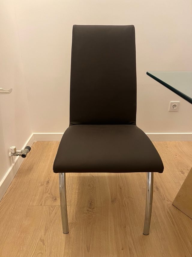 Set di 4 sedie a sdraio in ecopelle marrone