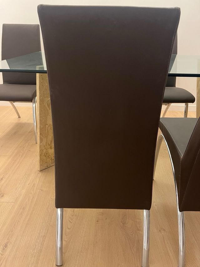 Set di 4 sedie a sdraio in ecopelle marrone