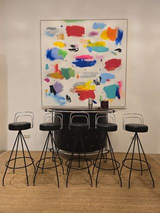 Barra bar + 5 taburetes años 70